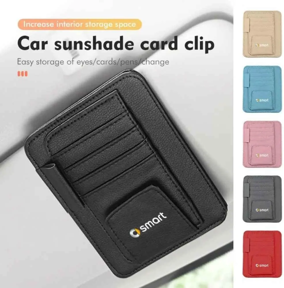 Car Organizer for Smart, Leather Car Sun Visor Storage Bag, Multi-Pocket Storage Bag, Car Accessories,Normal-F