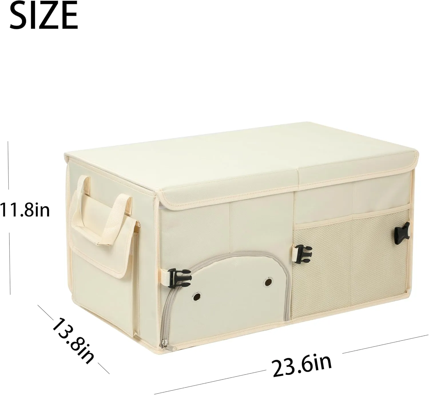 Car Trunk Organizer with Lid Car Storage Organizer Collapsible Multi Compartment Car Organizerwith shoe bag for SUV(Beige)
