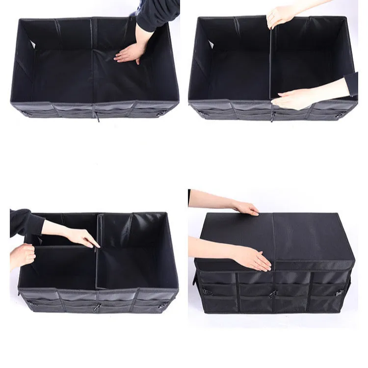 Car Trunk Storage Organizer Box, Large Capacity Multiuse Tools Storage Bag with Handle & Reflection Light