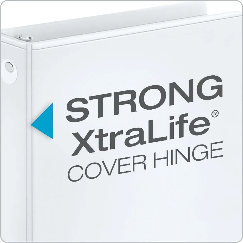 Cardinal Economy 3 Ring Binder, 2 Inch, Presentation View, White, Holds 475 Sheets, Nonstick, PVC Free, 4 Pack of Binders (79520)