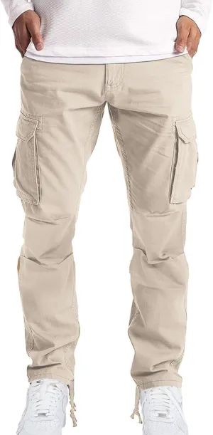 Cargo Pants for Men Tactical Jogging Pants Baggy Wide Leg Sweatpants Elastic Waist Jogger Pants with Multi Pockets