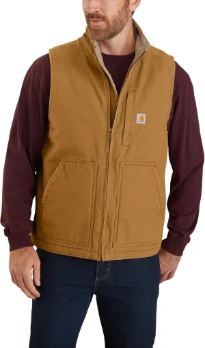Carhartt Men's 104277 Washed Duck Mock Neck Vest - Sherpa Lined