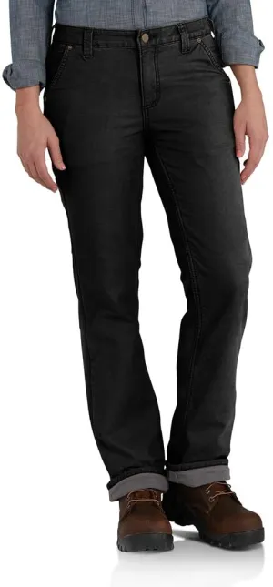 Carhartt Women's Rugged Flex Loose Fit Canvas Fleece-Lined Pant
