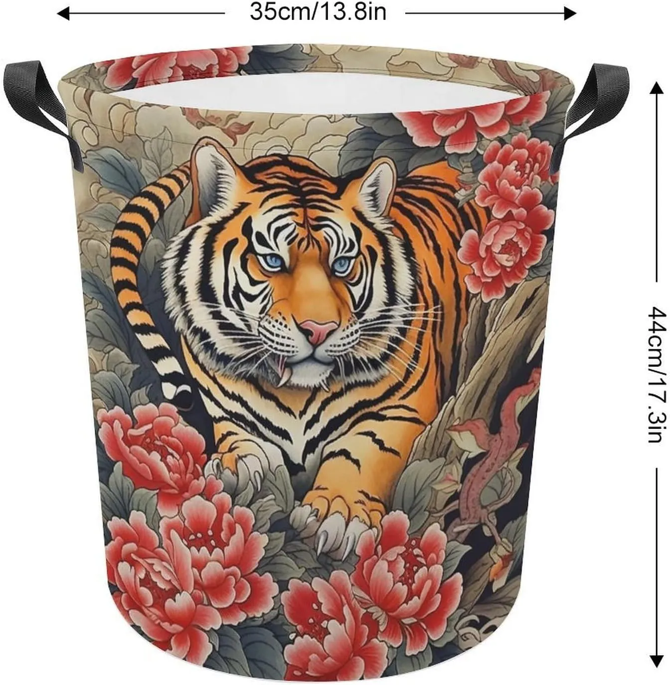Carnivore Laundry Basket, Animal Collapsible Laundry Hamper, Waterproof Oxford Cloth Laundry Bag with Handles, King of Forest Clothes Toy Organizer Basket for Room