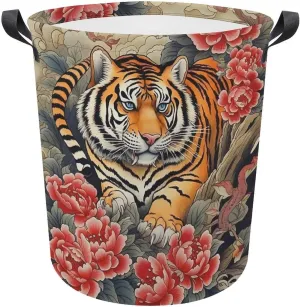 Carnivore Laundry Basket, Animal Collapsible Laundry Hamper, Waterproof Oxford Cloth Laundry Bag with Handles, King of Forest Clothes Toy Organizer Basket for Room
