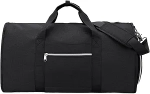 Carry on Garment Bag, Waterproof Duffel Bag with Handle & Detachable Shoulder Strap Dry Wet Separation, 2 in 1 Hanging Dress Suitcase with Shoe Pouch for Business Overnight Travel White
