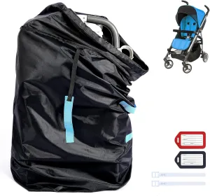 CarSeat Travel Bag for Airplane, Adjustable Double Shoulder Straps, Stroller Bag with 2 Name Tags and Luggage Ties, Stroller Travel Bag for Airplane, 46" H x 32" W x 35" D