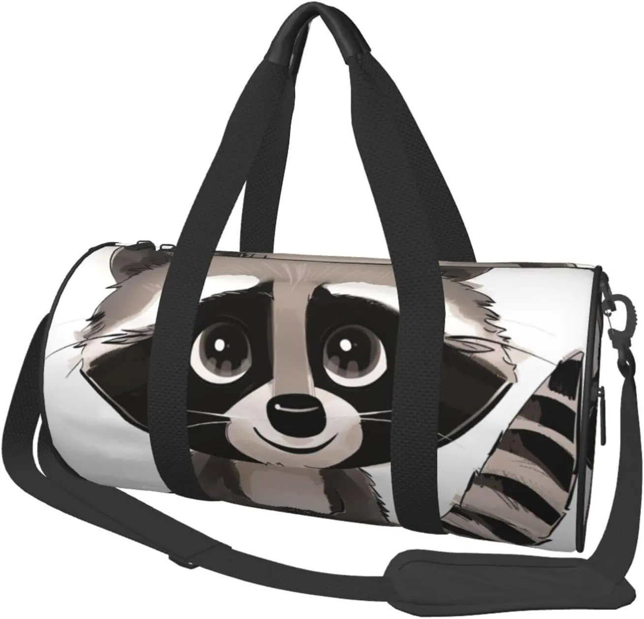 Cartoon cute raccoon print Printed Sports Gym Bag for Men Women Foldable Duffel Bag Carry On Weekender Bag for Travel Sports