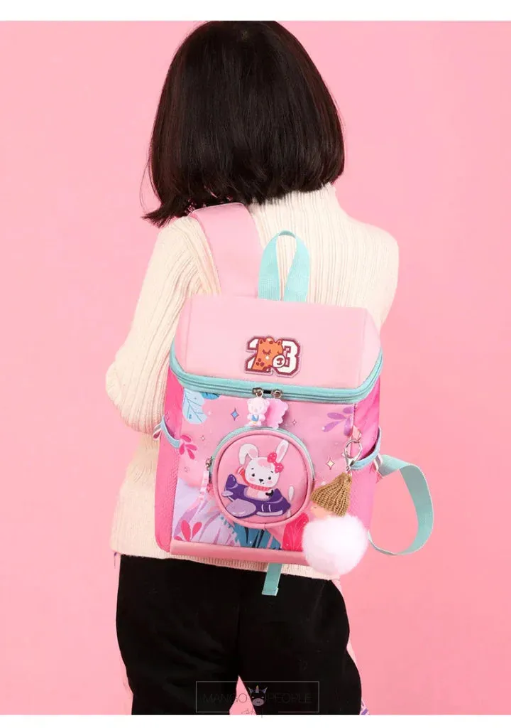 Cartoon Jungle Animal Design School Bags with Slip Over Buckle for Kindergarten Kids