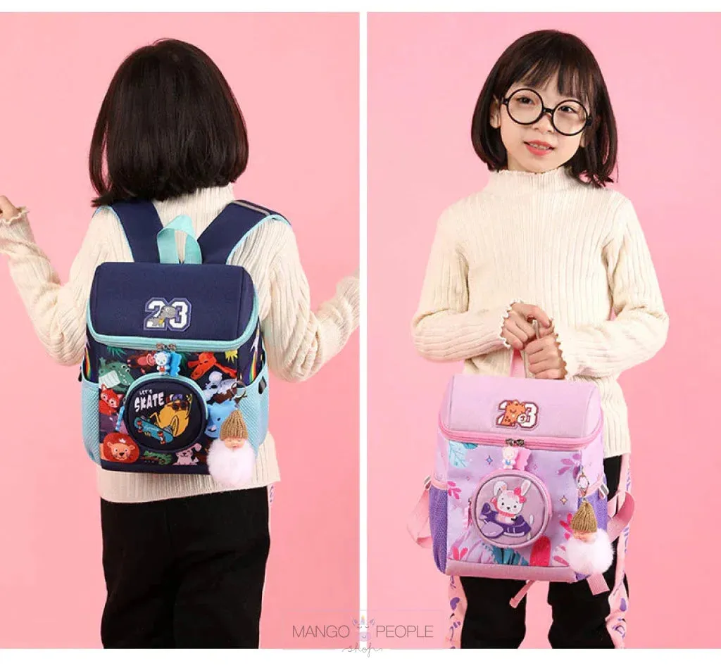 Cartoon Jungle Animal Design School Bags with Slip Over Buckle for Kindergarten Kids