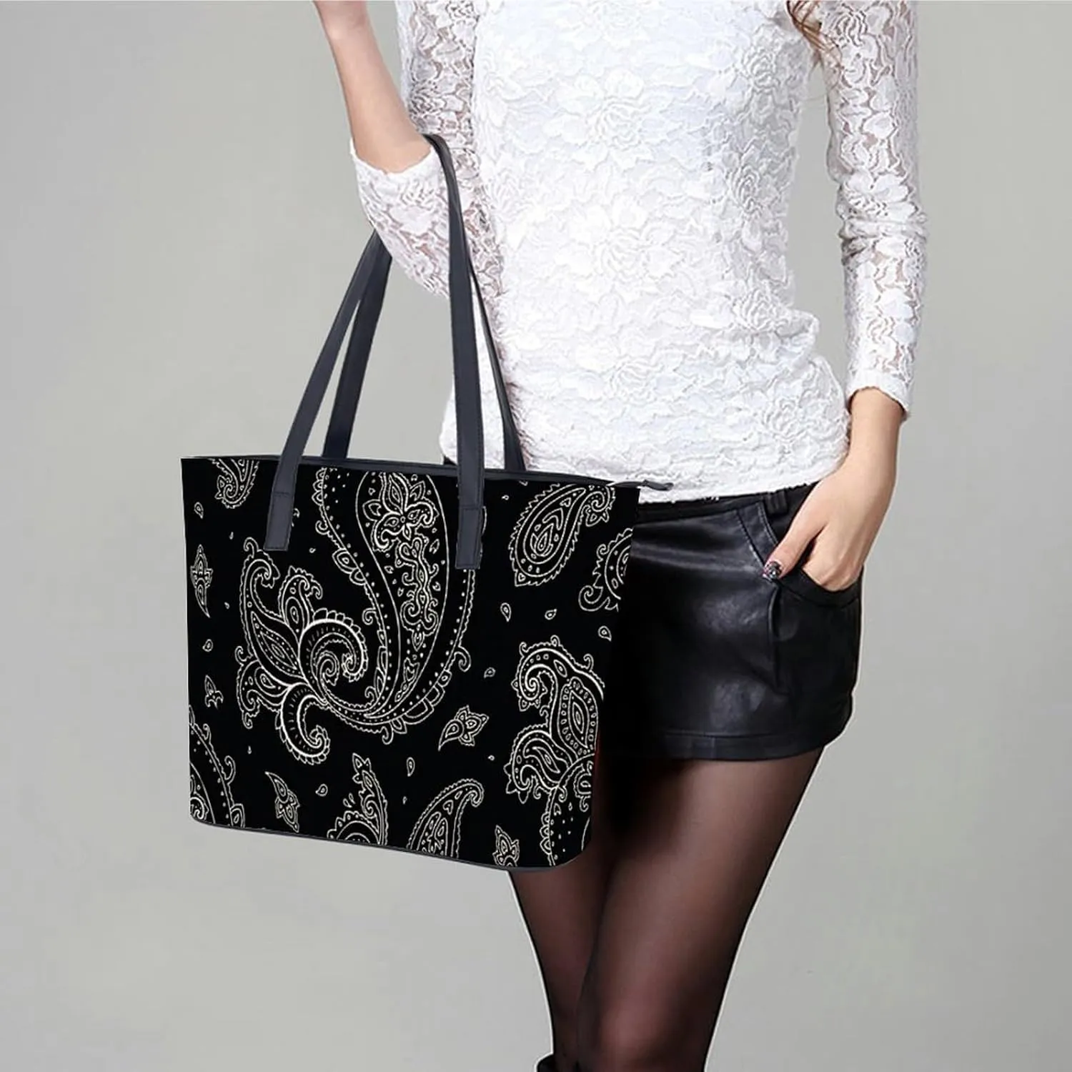 Cartoon Mushrooms A Leather Handbag with Large Capacity And Portability