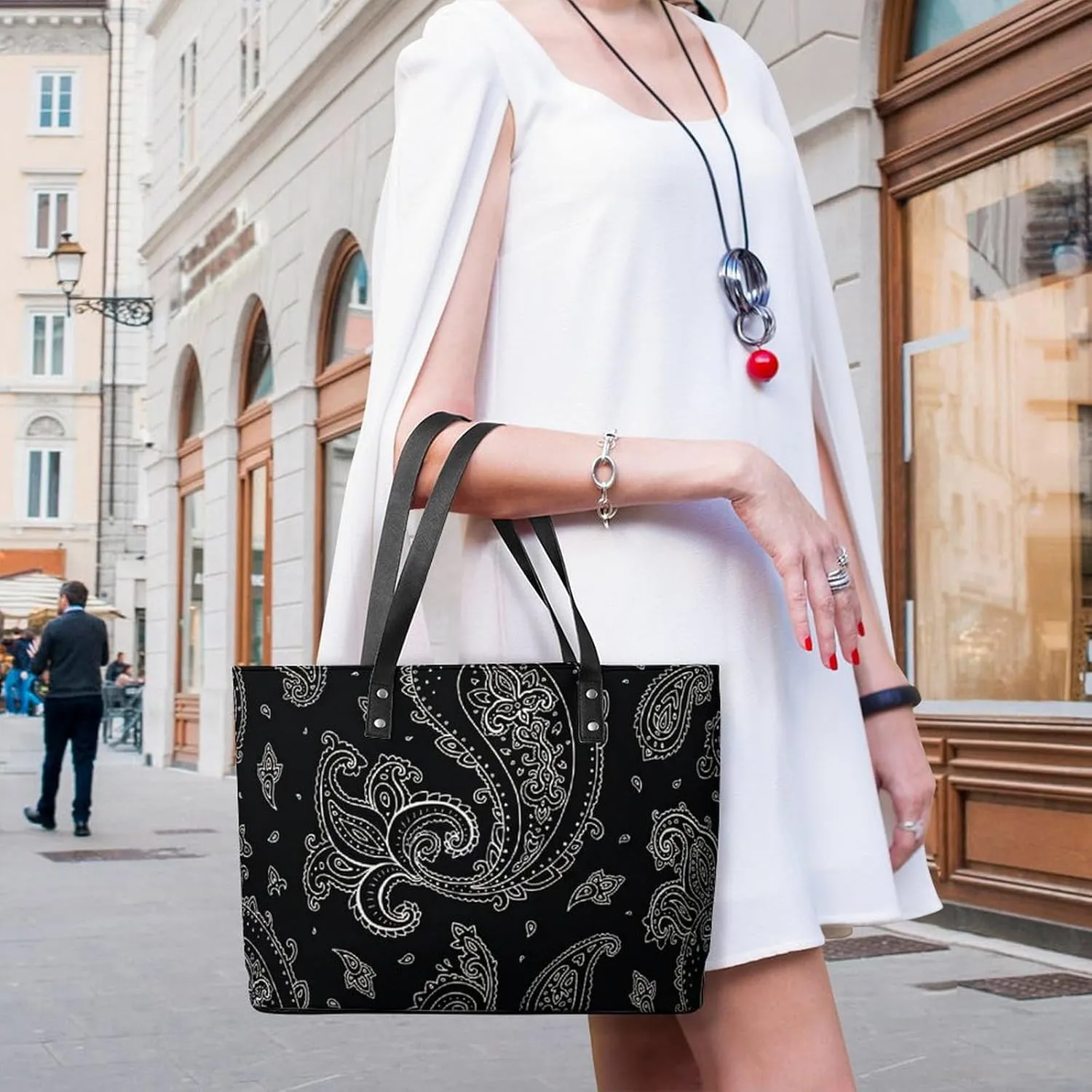 Cartoon Mushrooms A Leather Handbag with Large Capacity And Portability