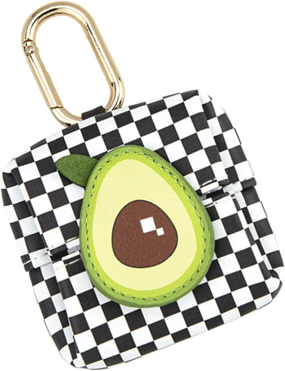 Cartoon Purse Change Pouch with Hook for Headsets and Coins Durable Storage Bag for Women and Cute Avocado Design for Travel and Everyday Use