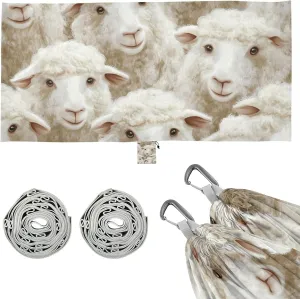 Cartoon Sheep White Hammocks for Camping with Tree Straps Rope Hammock for Outside Camping Essentials