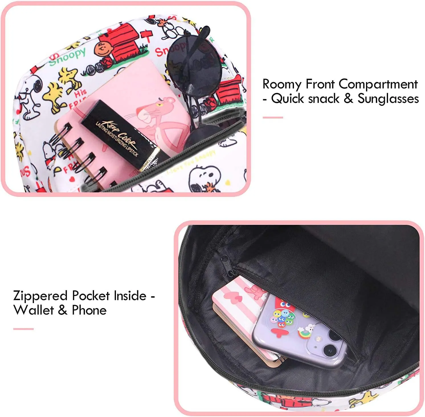 Cartoon Small Nylon Bag Multipurpose Causal Daypack for Travel Trip Shopping Tablet iPad Mini up to 8 inches