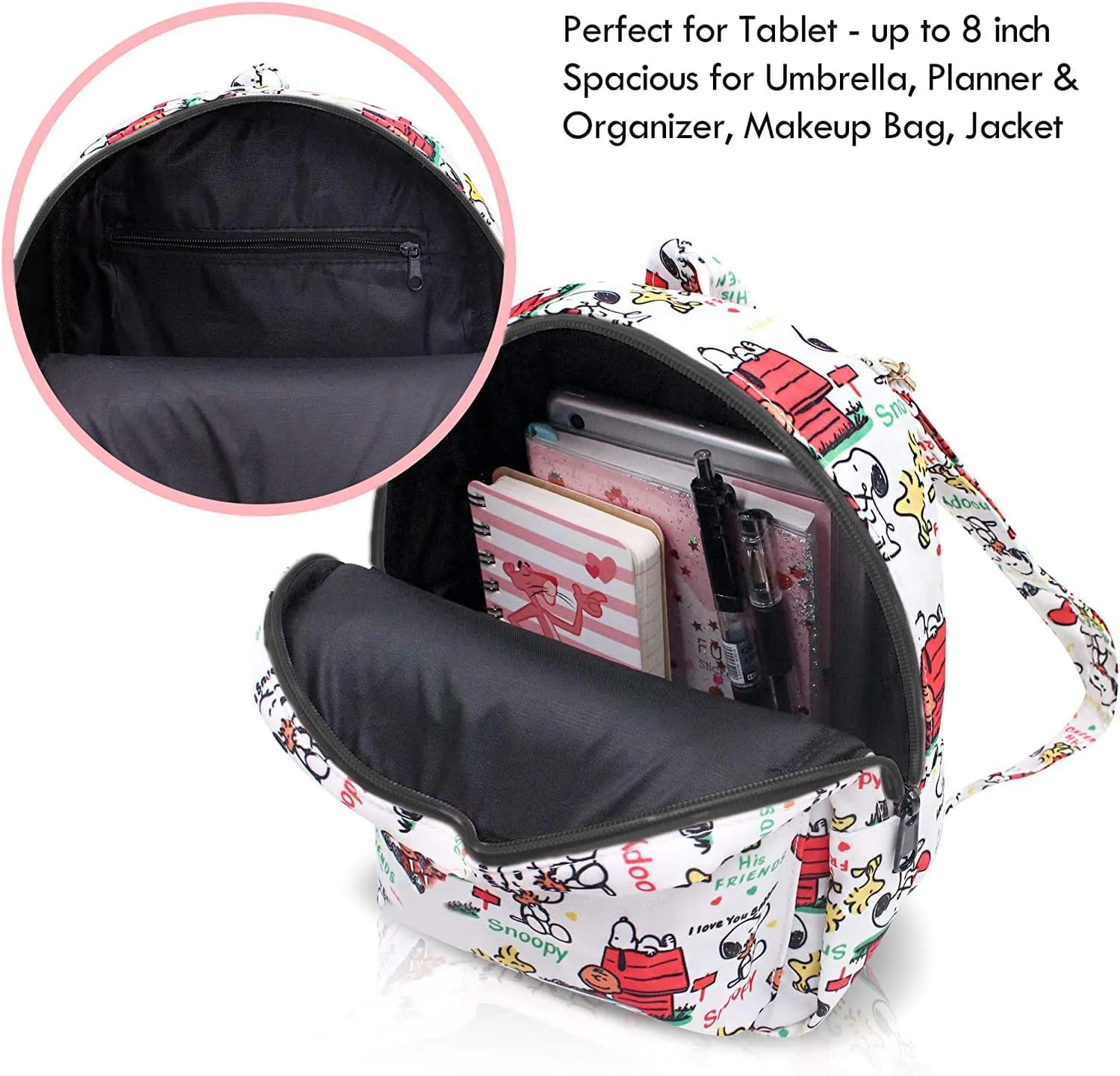 Cartoon Small Nylon Bag Multipurpose Causal Daypack for Travel Trip Shopping Tablet iPad Mini up to 8 inches