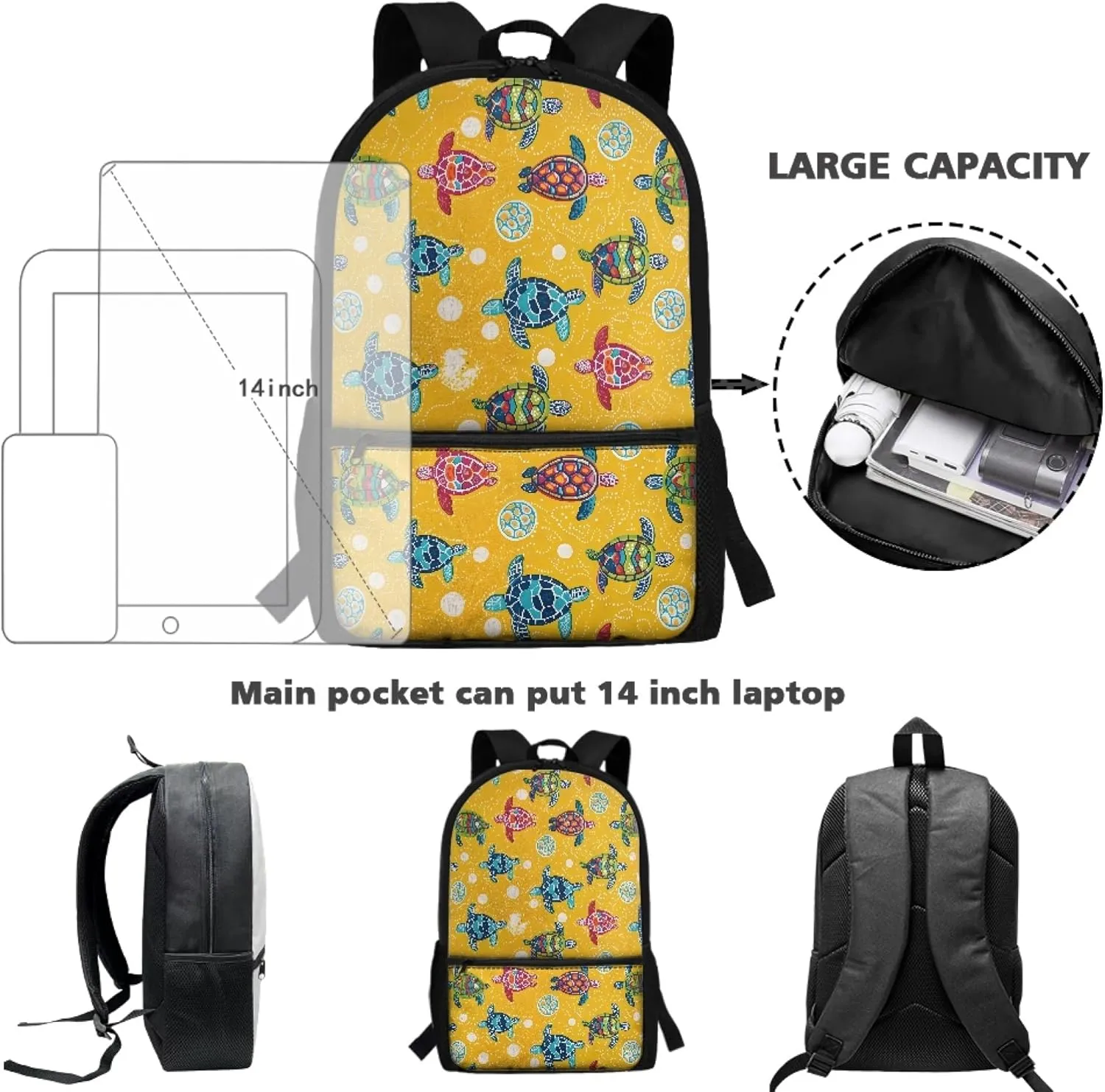 Cartoon Turtle Girls School Backpack for Elementary Kids Book Bags for Boys Age 5-7/8-14 School Bags for Grade 3rd 4th Child Cute Bookbags for Children