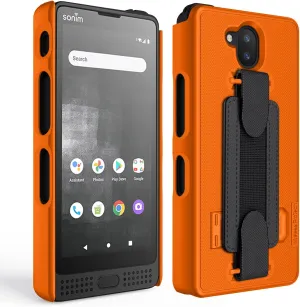 Case Compatible with Sonim XP10 (XP9900), Protective Shell Case with Handstrap, Kickstand and Screen Protector (Orange)