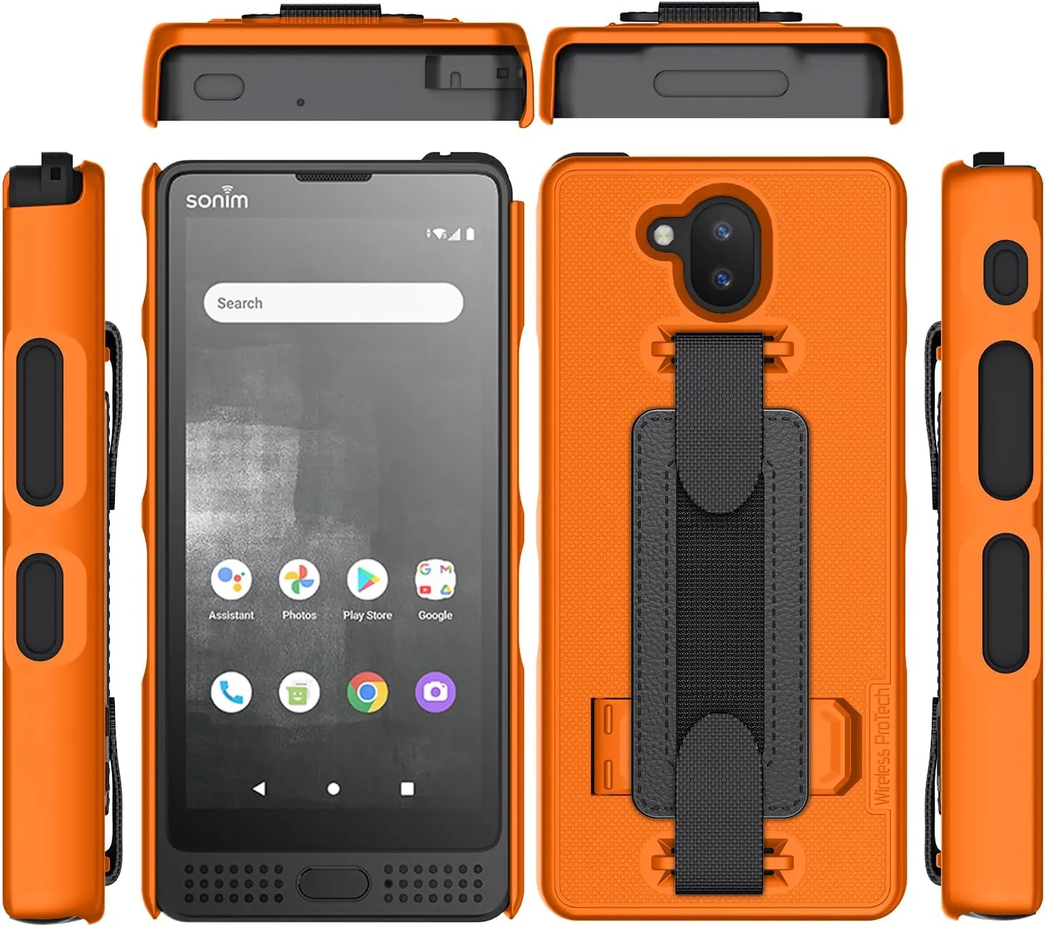 Case Compatible with Sonim XP10 (XP9900), Protective Shell Case with Handstrap, Kickstand and Screen Protector (Orange)