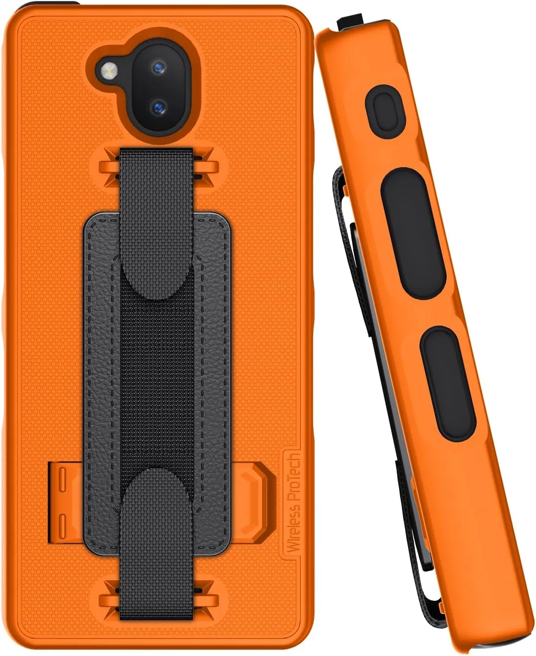 Case Compatible with Sonim XP10 (XP9900), Protective Shell Case with Handstrap, Kickstand and Screen Protector (Orange)