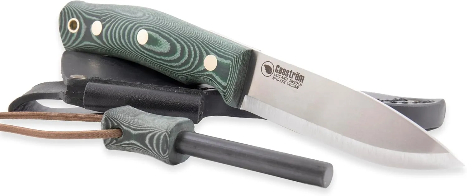 Casstrom No.10 SFK - 14C28N/Scandi/Green/Firesteel - Fixed