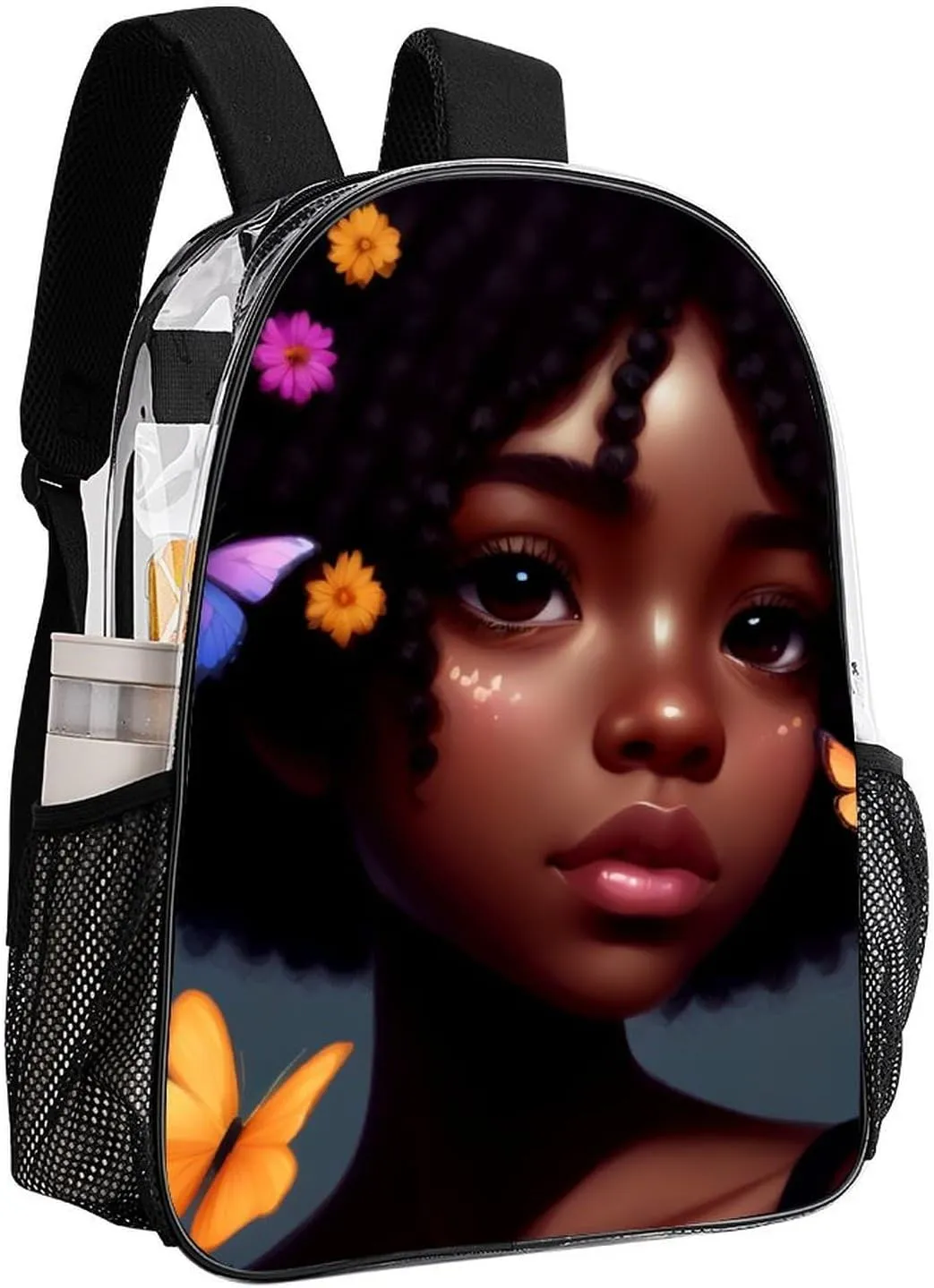 Casual Daypack Multipurpose Anti-Theft Large Capacity Carry On Bag - Afro Women African American Black Women Art Casual Daypack Climbing Shoulder Transparent Bag