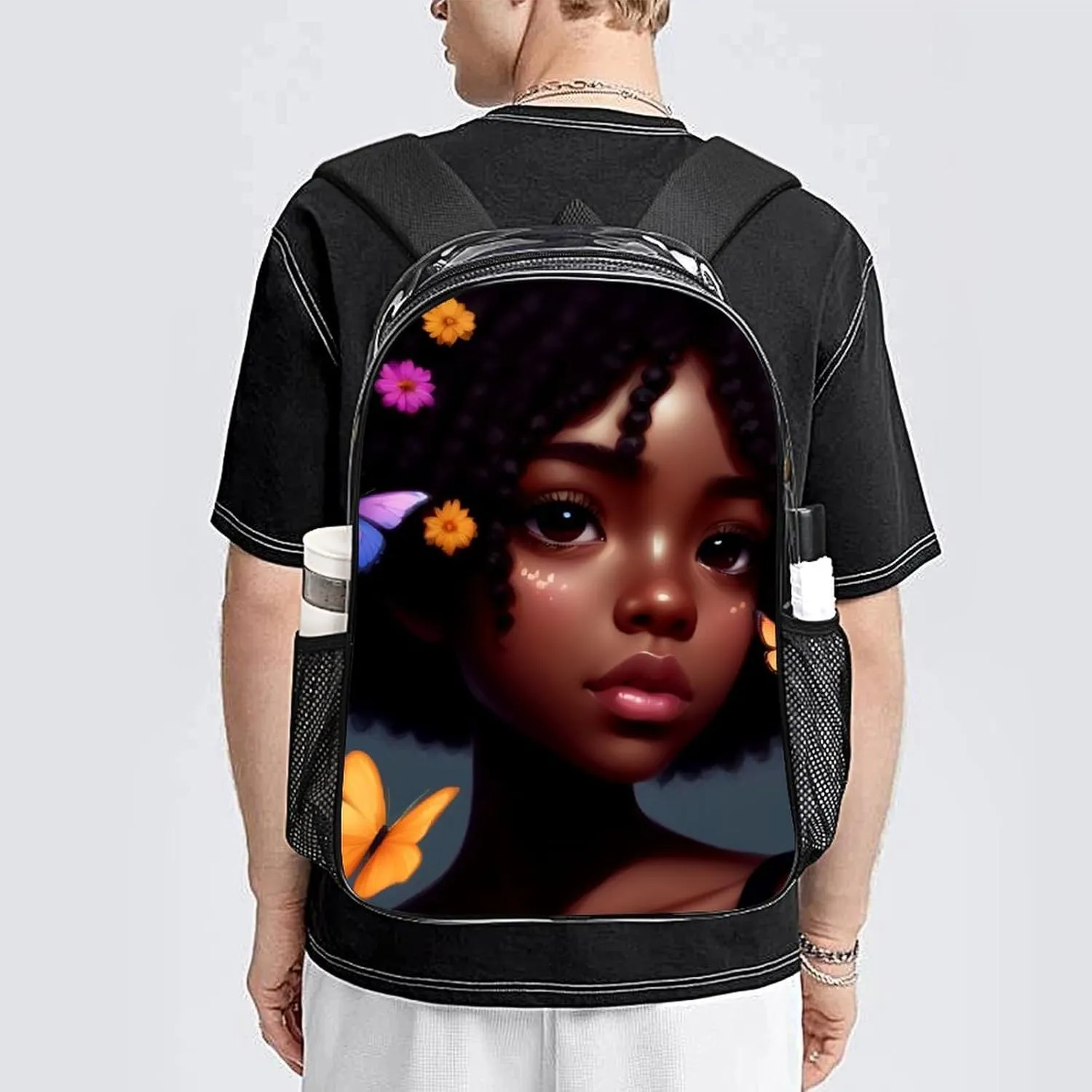 Casual Daypack Multipurpose Anti-Theft Large Capacity Carry On Bag - Afro Women African American Black Women Art Casual Daypack Climbing Shoulder Transparent Bag