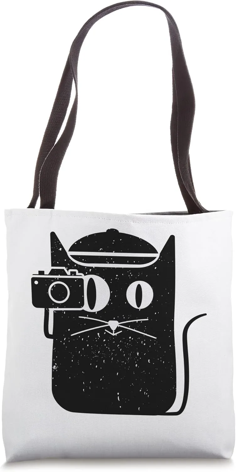 Cat And Camera Film Photograph Tote Bag