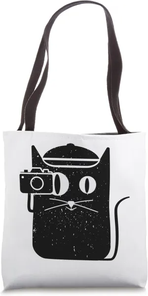Cat And Camera Film Photograph Tote Bag