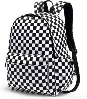 Checkered School Backpack for Girls Women, Teens School Bags Bookbags Ladies Laptop Backpacks