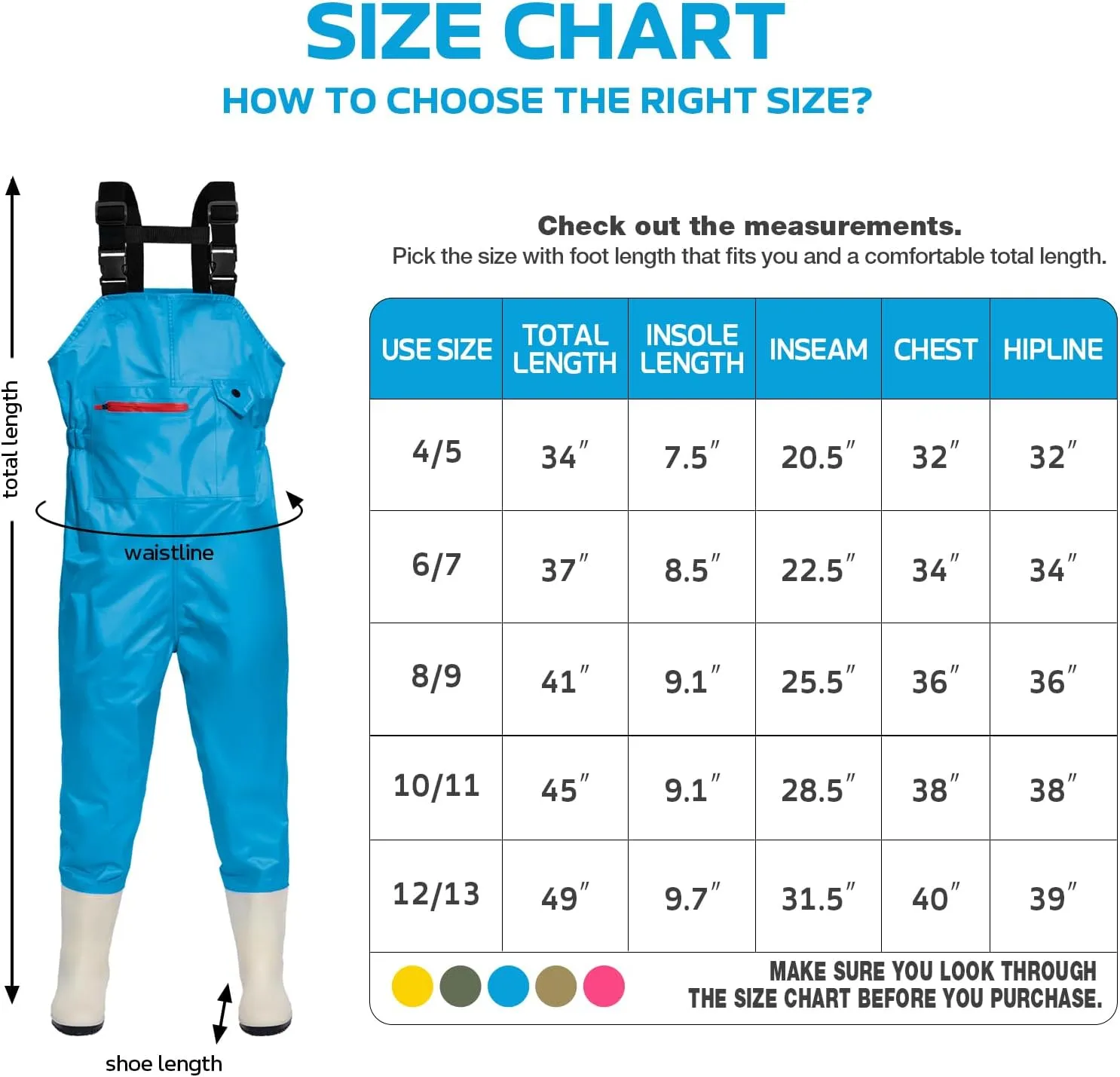 Chest Waders for Kids Youth Fishing Waders Waterproof Hunting Waders with Boots Nylon Waders for Toddler Children