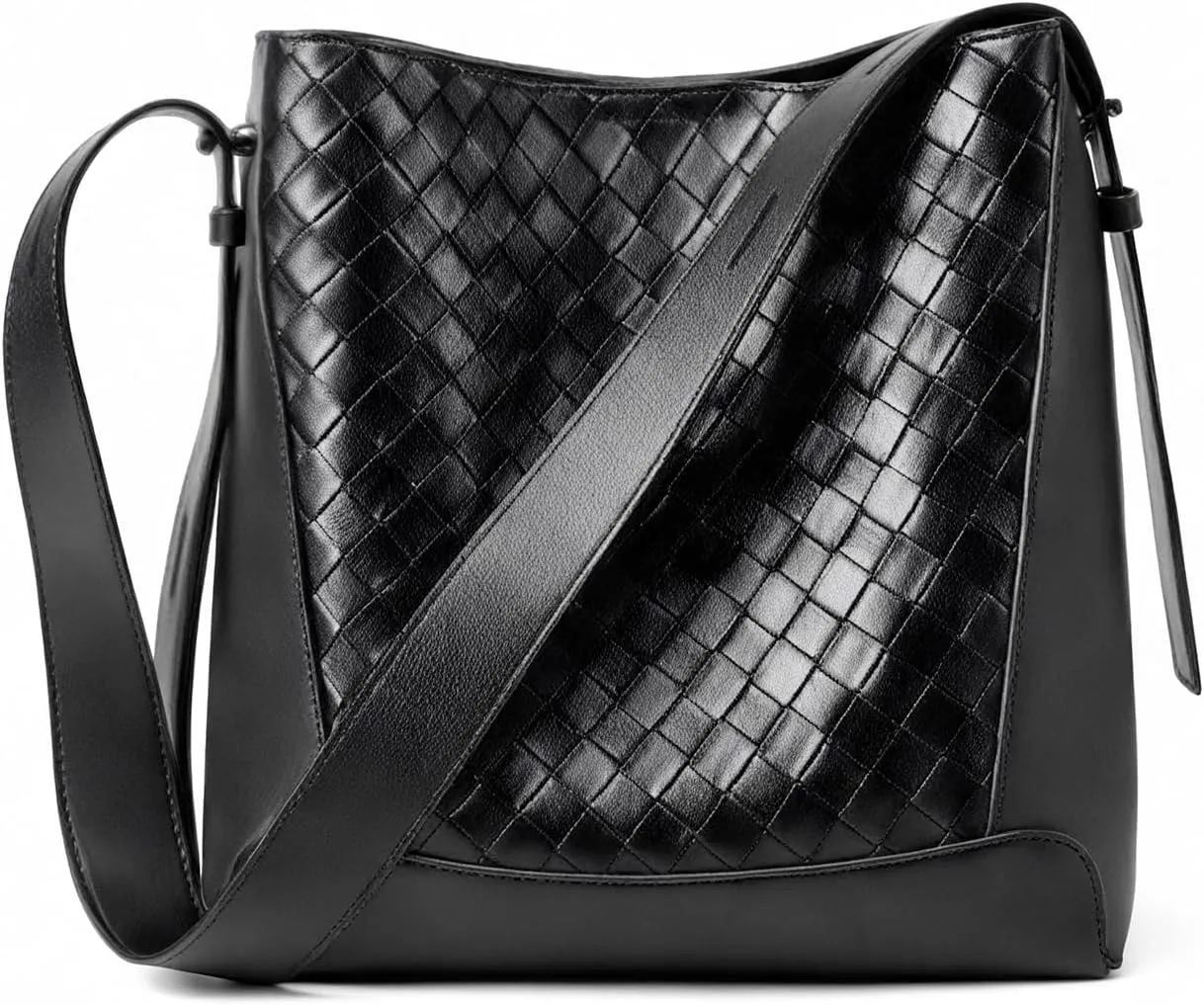 Chic Woven Crossbody Bag for Women - Genuine Leather, Multi-Pocket Design, Perfect for Everyday Use