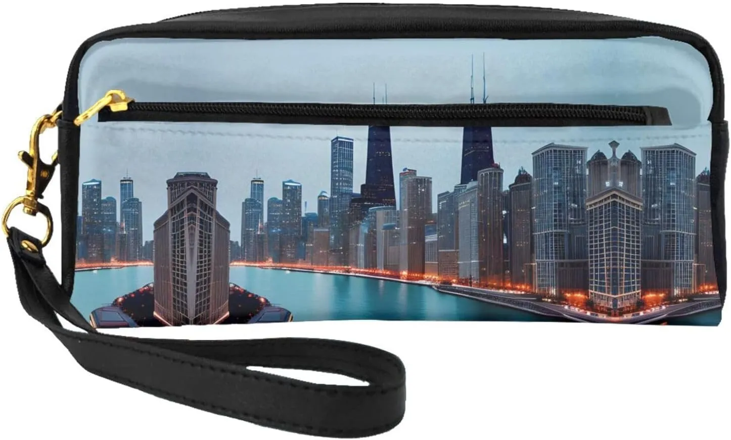 Chicago Print Portable Makeup Bag,Travel-Friendly Design,Versatile Mini Makeup Pouchtion