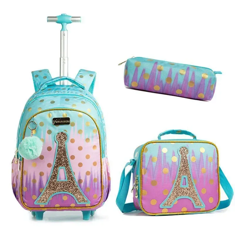 Children's School Backpack with Wheels | Stylish Canvas Wheeled School Bag for Kids