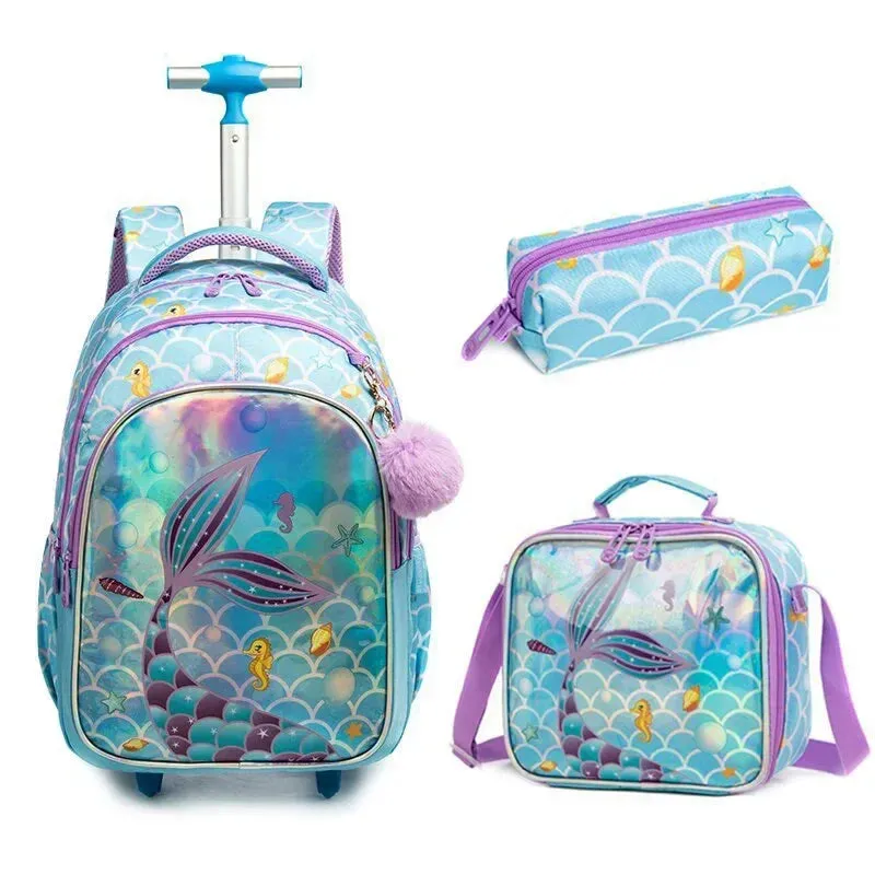 Children's School Backpack with Wheels | Stylish Canvas Wheeled School Bag for Kids