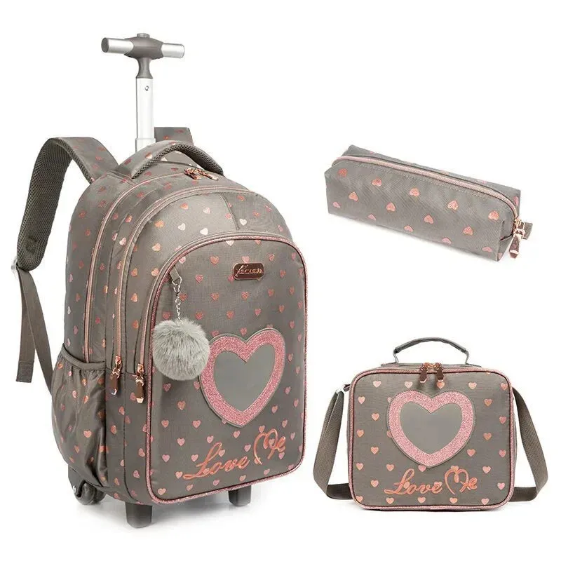 Children's School Backpack with Wheels | Stylish Canvas Wheeled School Bag for Kids