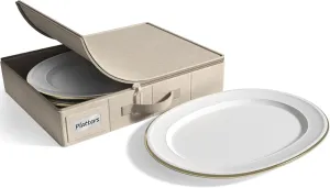 China Platter Storage Containers - Serving Platter Storage Containers - Christmas Platter Storage Rack & Platter Organizer - Hard Shell, Handles & Felt Dividers - Storage Platter for Packing Dishes