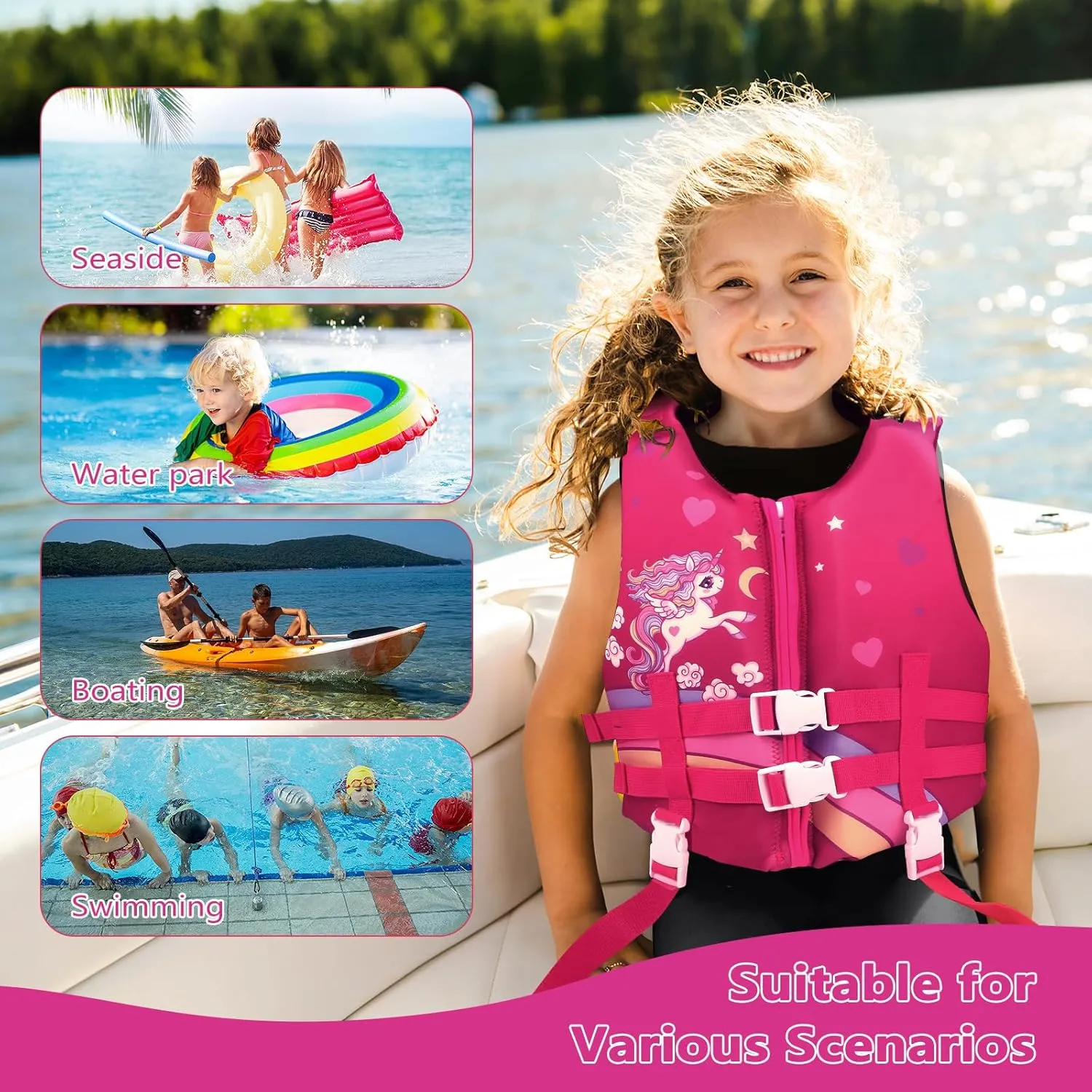 Chriffer Kids Swim Vest for 20-70 Pounds Boys and Girls, Easy On/Off Zipper, Swimming Toddler Floaties Jackets for 2, 3, 4, 5, 6, 7, 8 Years Old/Beach Pool Water Park