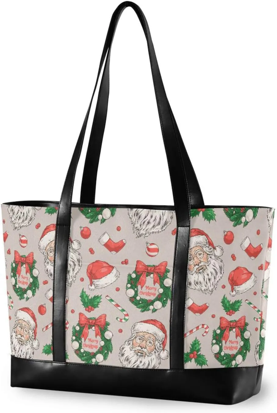 Christmas Man Garland Laptop Tote Bag for Women Canvas Teacher Tote Bags Handbags Purse Work Travel Bag with Zipper