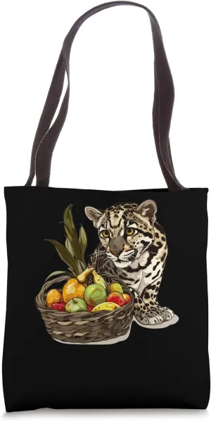 Clouded Leopard With A Fruit Basket Tote Bag