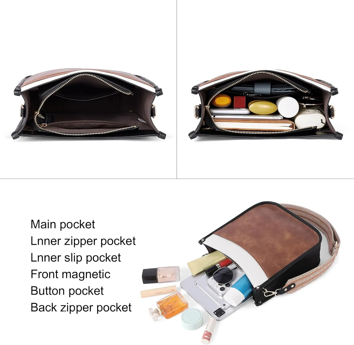 CLUCI Crossbody Bags For Women Trendy Fashion Shoulder Bag Vegan Leather Purse For Ladies with Adjustable Strap