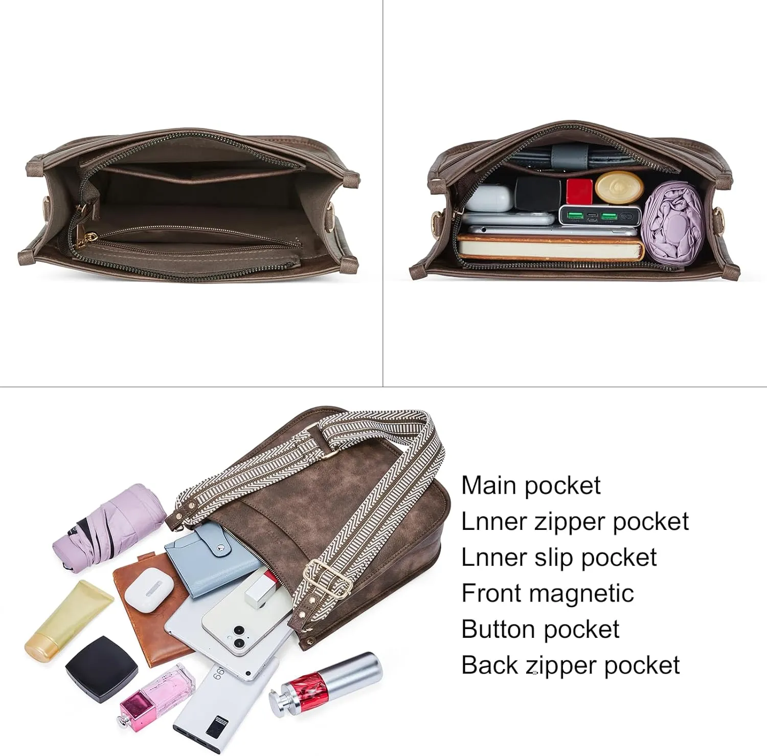 CLUCI Crossbody Bags For Women Trendy Fashion Shoulder Bag Vegan Leather Purse For Ladies with Adjustable Strap