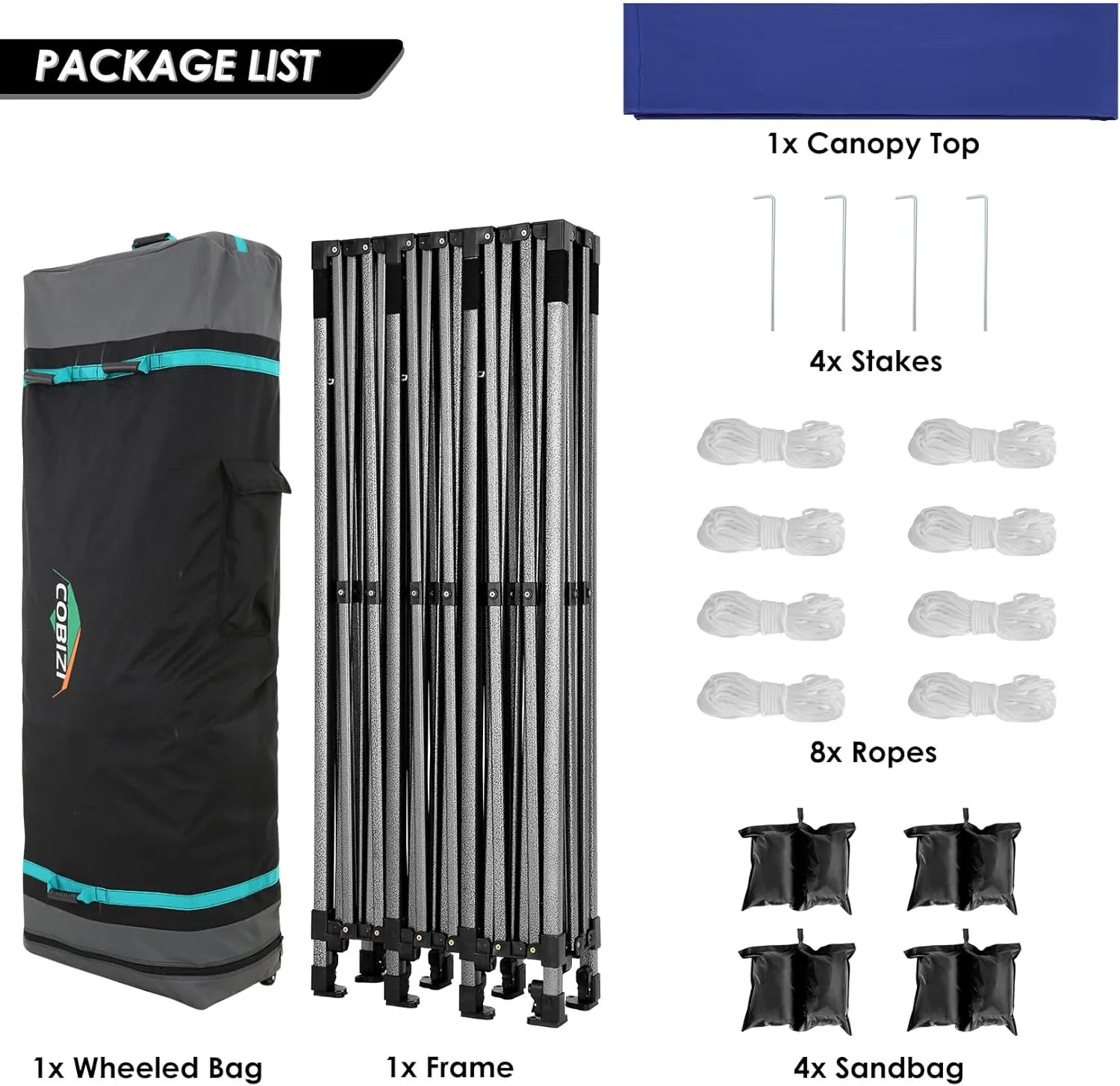 COBIZI 10x30 Pop up Canopy, Heavy Duty Outdoor Party Tents for Parties, Ez up UPF 50  Waterproof Commercial Canopy with Wheeled Bag can fold, Dark Blue
