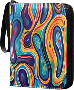 Colorful Abstract Pattern Card Binder, 400 Pockets Card Holder with 50 Sleeves, Sturdy Card Holder Folders for Game Cards & Sports Cards