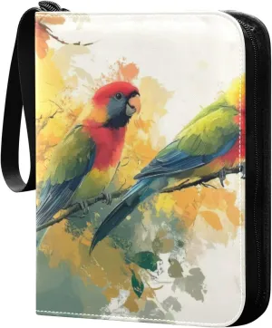 Colorful Birds Card Binder, 400 Pockets Card Holder with 50 Sleeves, Sturdy Card Holder Folders for Game Cards & Sports Cards