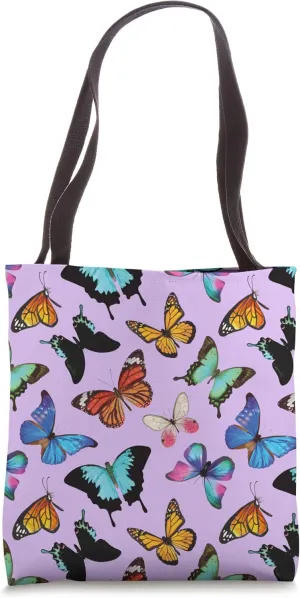 Colorful Butterfly Fluttering Pattern Tote Bag