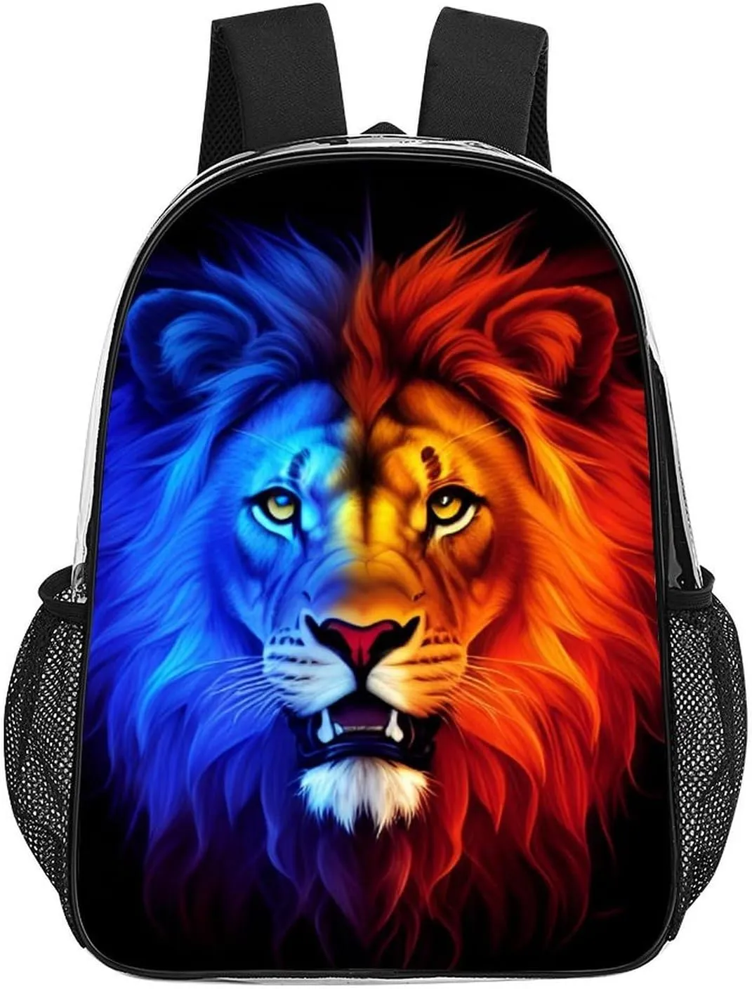 Cool Lion In The Universe Surreal Style Art Backpack Lightweight Anti-Theft Multipurpose Shoulder Bag Large Capacity Travel Hiking Backpack Transparent Bag