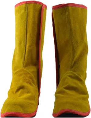 Cowhide Leather Welding Leggings & Spats Shoe or, Fireproof & Cut for Welders, Length 14.17inch, Yellow