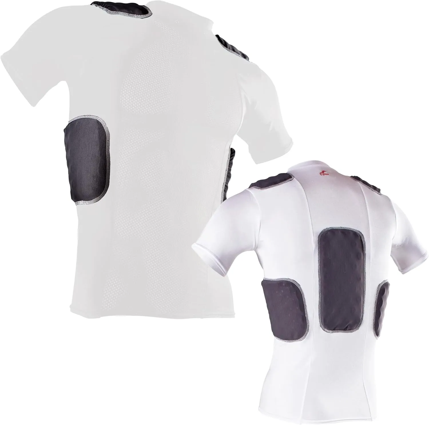 Cramer Lightning 5 Pad Youth Football Shirt with Integrated Rib, Spine and Clavicle Pads, Youth Football Padded Compression Shirt, Rib Protector Shirt, Padded Basketball Shirt, Black, Youth Large