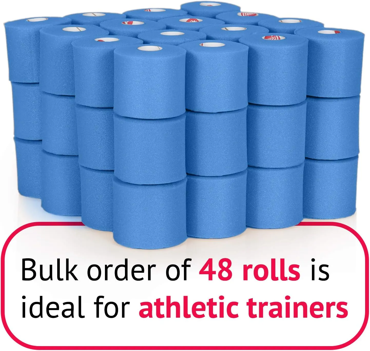 Cramer Tape Underwrap, Bulk Case of 48 Rolls of PreWrap for Athletic Taping, Hair Tie, Headband, Patellar Support, Pre-Wrap Athletic Tape Supplies, 2.75" X 48 Yard Rolls of Pre Wrap, Blue